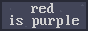 'red is purple' text on a grey background